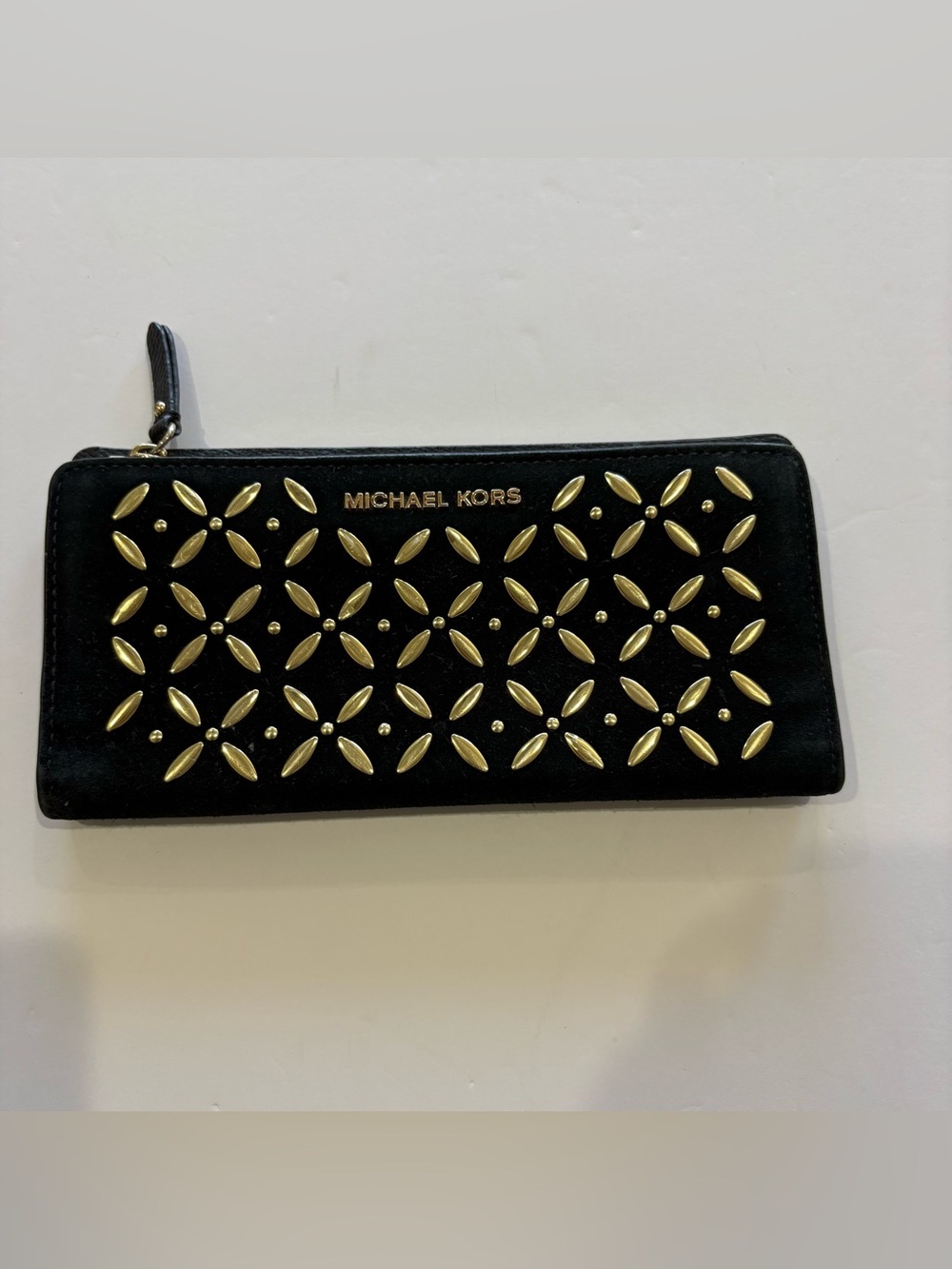 MICHAEL KORS Black Wallet with Gold Stud Accents